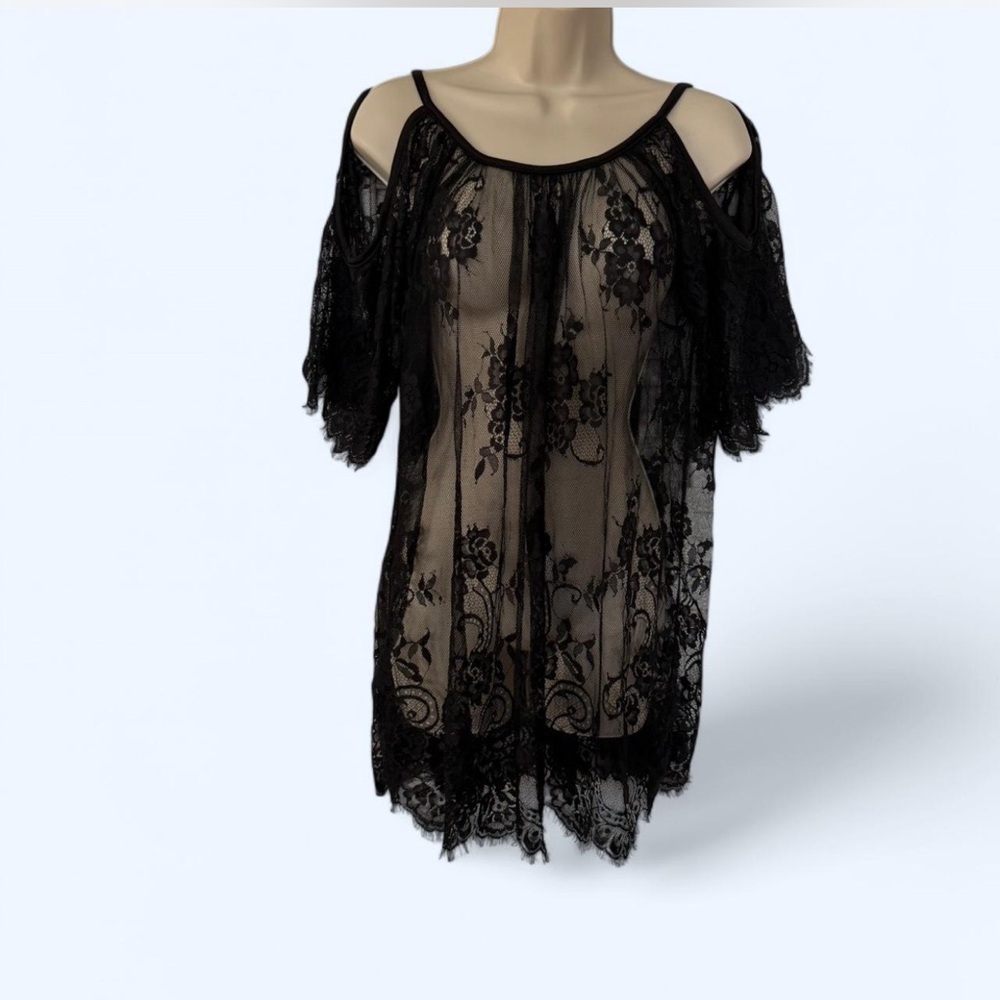 Black lace off the shoulder cover up dress #goth #grunge